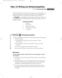 Topic 13: Writing and Solving Inequalities