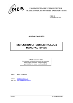 Aide Memoire on Inspection of Biotech