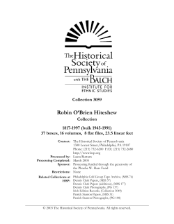 Robin O`Brien Hiteshew - Historical Society of Pennsylvania