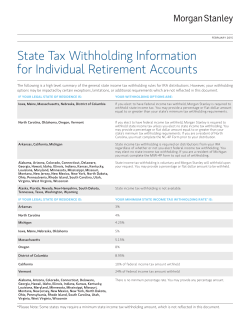 State Tax Withholding Information for Individual Retirement Accounts