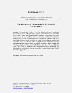 The Renaissance Conception Regarding Technology
