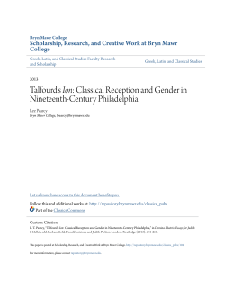 Classical Reception and Gender in Nineteenth