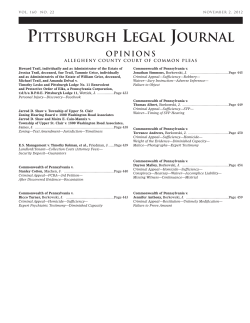 Pittsburgh Legal Journal Opinions - Allegheny County Bar Association