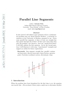 arXiv:1103.3717v1 [math.HO] 18 Mar 2011 Parallel Line Segments