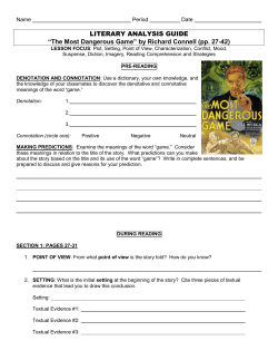 LITERARY ANALYSIS GUIDE &ldquo;The Most Dangerous Game&rdquo; by