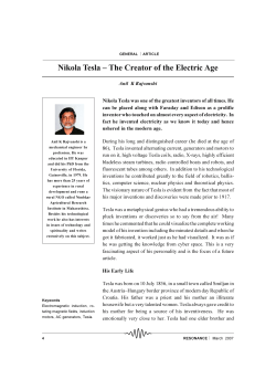 Nikola Tesla &ndash; The Creator of the Electric Age