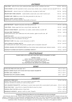 Flying Fish Tokoriki Dinner Menu