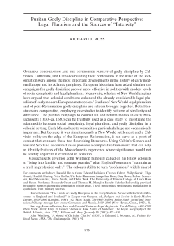 Puritan Godly Discipline in Comparative