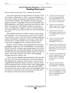 from Of Plymouth Plantation worksheets