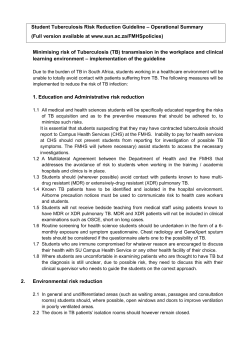 Student Tuberculosis Risk Reduction Guideline &ndash; Operational