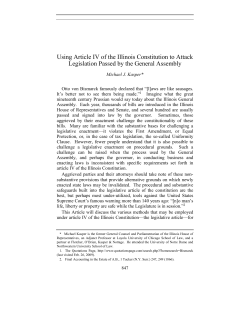 Using Article IV of the Illinois Constitution to Attack Legislation