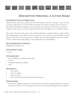 Descriptive Writing: A Letter Home