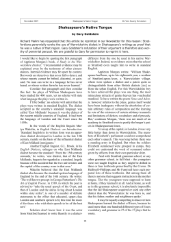 Shakespeare`s Native Tongue