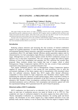 HCCI ENGINE &ndash; A PRELIMINARY ANALYSIS