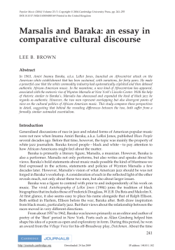 Marsalis and Baraka: an essay in comparative cultural discourse