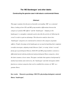 The ME Bandwagon and other labels: Constructing the authentic