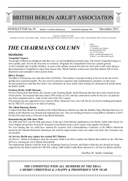 THE CHAIRMANS COLUMN - The British Berlin Airlift Association