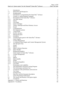 Page 1 of 84 Study of a "game engine" for the Nintendo&reg; Game Boy