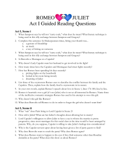 ROMEO JULIET Act I Guided Reading Questions