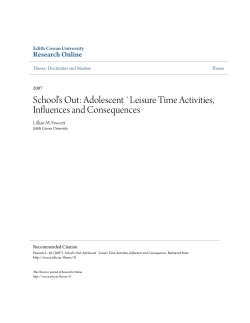 School`s Out: Adolescent `Leisure Time Activities