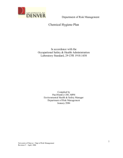 Chemical Hygiene Plan - University of Denver