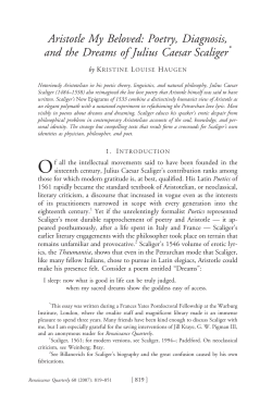 Poetry, Diagnosis, and the Dreams of Julius Caesar Scaliger