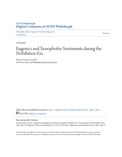 Eugenics and Xenophobic Sentiments during the Prohibition Era