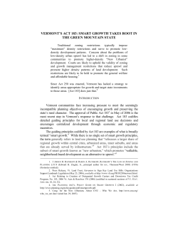 Vermont`s Act 183: Smart Growth Takes Root in the Green Mountain