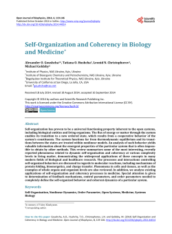 Self-Organization and Coherency in Biology and Medicine