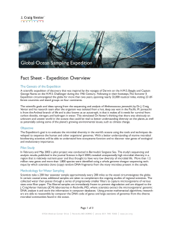 Fact Sheet - Expedition Overview Global Ocean Sampling Expedition