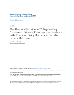 The Rhetorical Situations of College Writing Assessment: Exigence