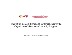 Integrating Incident Command System (ICS) into the Organization`s