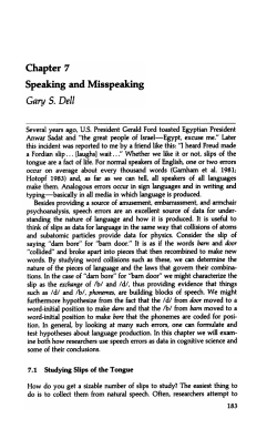 Chapter 7 Speaking and Misspeaking Gary S. Dell