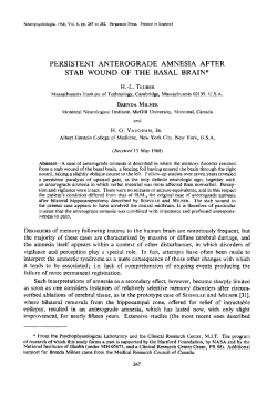 persistent anterograde amnesia after stab wound of the