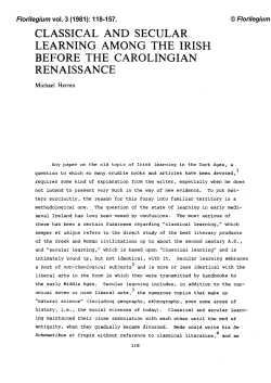 classical and secular learning among the irish before the carolingian