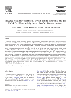 Influence of salinity on survival, growth, plasma osmolality and gill