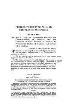 customs tariff (new zealand preference) agreement.