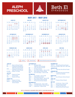 Calendar at a Glance - Beth El Aleph Preschool