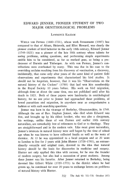 EDWARD JENNER, PIONEER STUDENT OF TWO MAJOR