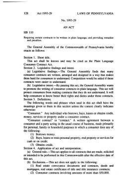 Plain Language Consumer Contract Act