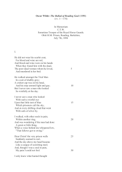 Oscar Wilde: The Ballad of Reading Gaol (1898) (vv. 1&mdash;174) In