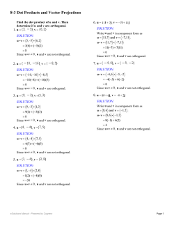 8-3 Dot Products and Vector Projections