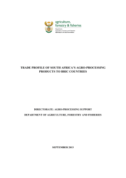 trade profile of south africa`s agro-processing products to bric countries