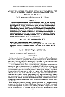 moment magnitude scale for local earthquakes in the