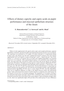 Effects of dietary caprylic and capric acids on piglet performance