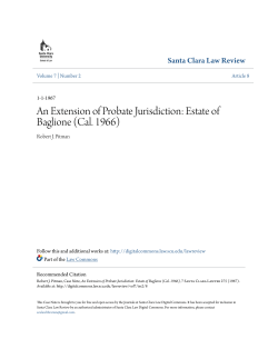 An Extension of Probate Jurisdiction: Estate of Baglione (Cal. 1966)