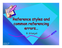 Reference styles and common referencing errors… Reference styles