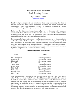 Natural Phonics Primer&trade; Oral Reading Speeds