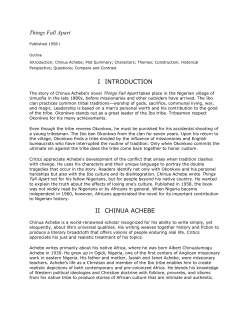 Things Fall Apart I INTRODUCTION II CHINUA ACHEBE