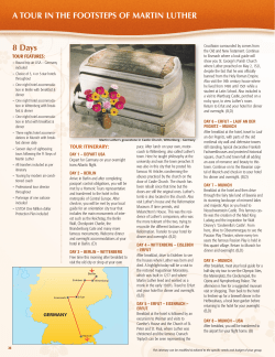 8 Days A TOUR IN THE FOOTSTEPS OF MARTIN LUTHER